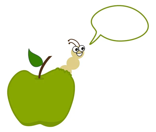 Juicy Fruit Green Apple Maggot Talking Bubble Vector — Stock Vector