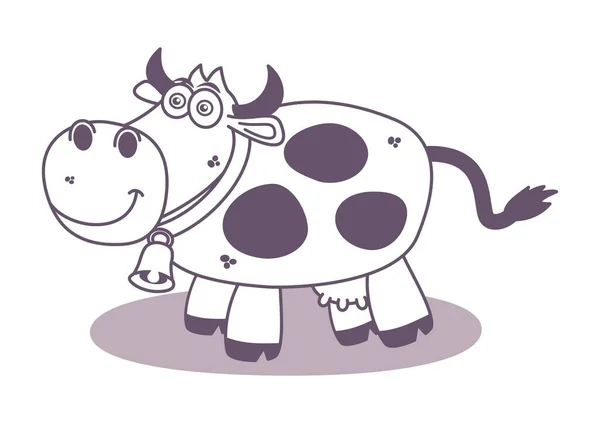 紫色彩色载体中带有铃铛奶牛的抽象描述 — 图库矢量图片