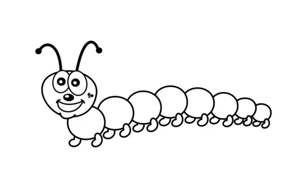 Caterpillar Pour Coloration Noir Blanc Sur Fond Blanc Vecteur — Image vectorielle