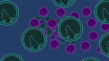 Yeşil arka planda dairesel simge içinde prestij ve şehvet kedisi - animasyon