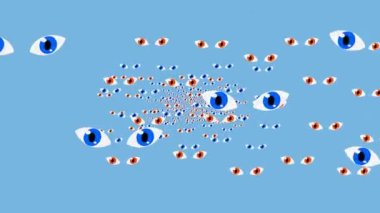 Blue eyes and orange eyes with blue color background and green color background - animation