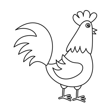 Beyaz bir arkaplan üzerinde profilde şirin bir tavuk