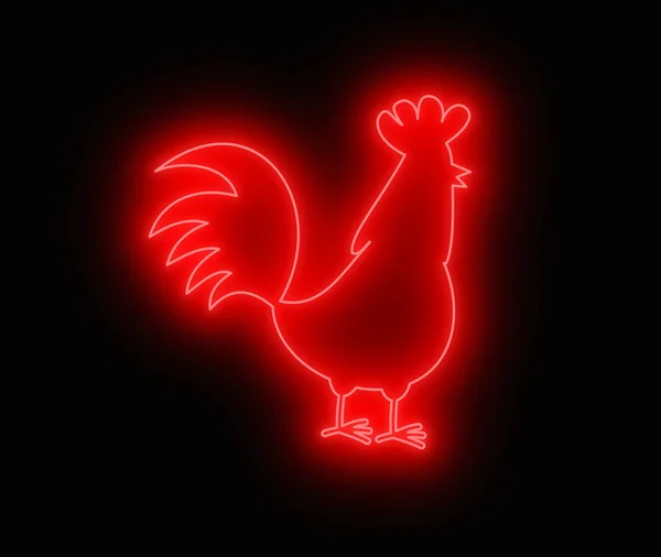 Cute Red Hen Profile Night Light Black Background Illustration — Stock Photo, Image