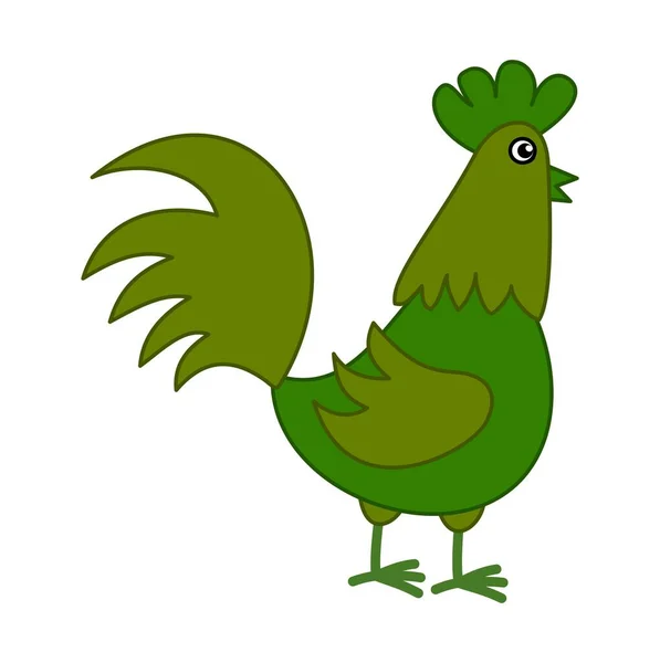 Cute Green Hen Profile White Background — Stock Vector