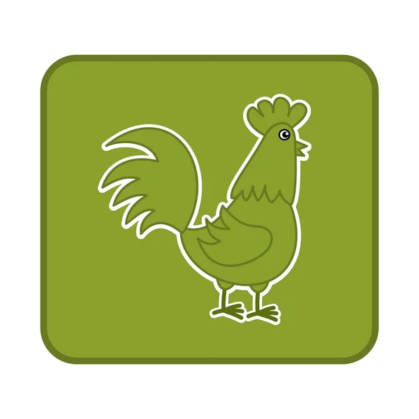 Зеленая Курица Прямоугольной Панели Белом Фоне — стоковый вектор