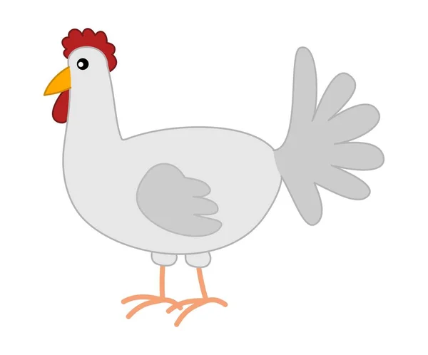 Seekor Ayam Putih Terisolasi Dalam Profil Pada Latar Belakang Putih - Stok Vektor