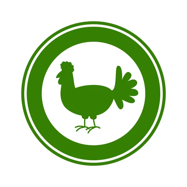 Panneau Circulaire Avec Poulet Vert Liberté Sur Fond Blanc — Image vectorielle