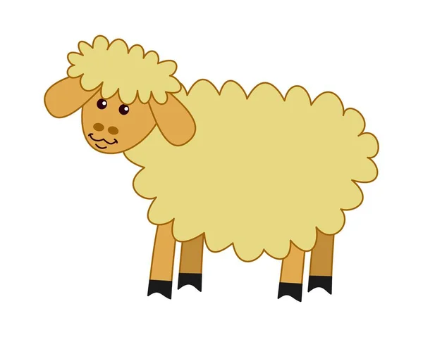 Junge Und Schöne Schafe Profil Auf Weißem Hintergrund — Stockvektor