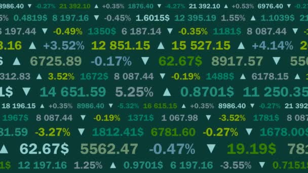 緑の背景に数字とパーセントで株式交換の見積もり アニメーション — ストック動画