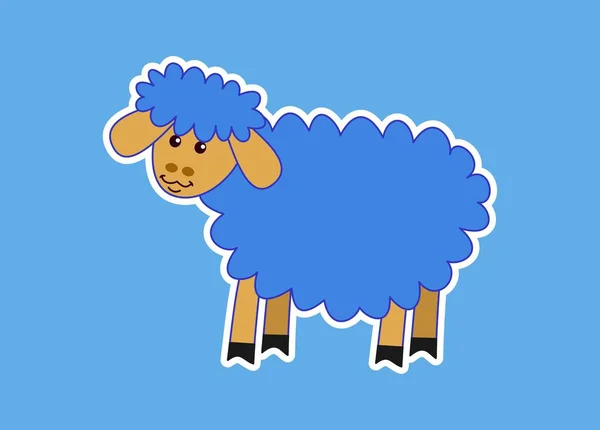 Junge Und Niedliche Schafsjunge Profil Und Auf Blauem Hintergrund — Stockvektor