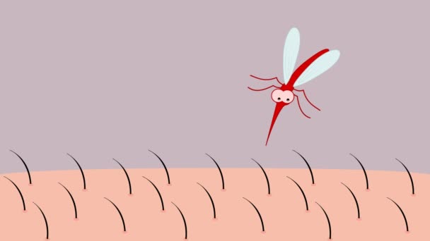 Deri Isırabilen Yeşil Arka Planı Olan Bir Sivrisinek Animasyon — Stok video