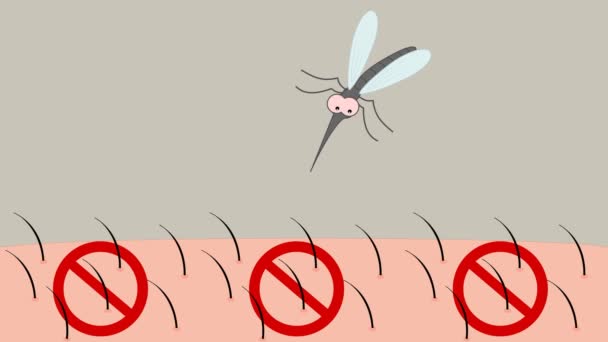 Mosquito Wanting Bite Skin Unable Green Background Animation — Stock Video