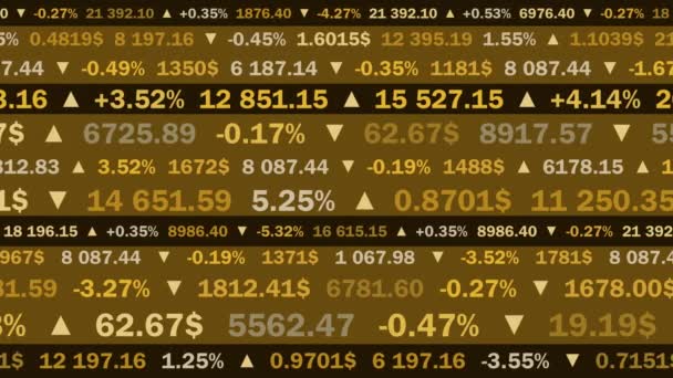 黄色の背景に数字とパーセントで株式交換の見積もり アニメーション — ストック動画