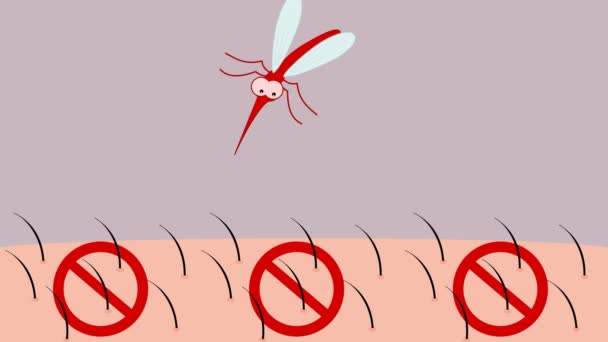 Komár Který Chce Kousnout Kůže Ale Nemůže Udělat Zeleným Pozadím — Stock video
