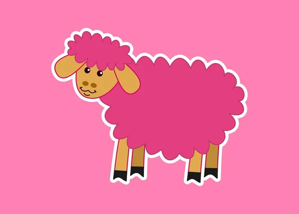 若くてかわいい羊の女の子でプロフィールとピンクの背景 — ストックベクタ