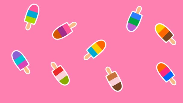 粉色和绿色背景的色彩艳丽的美味冰淇淋 — 图库视频影像