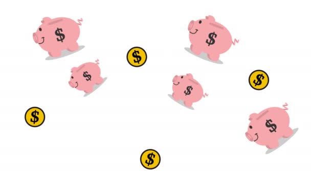 Великий Багатий Скарбничка Монета Кольоровим Зеленим Фоном Анімація — стокове відео