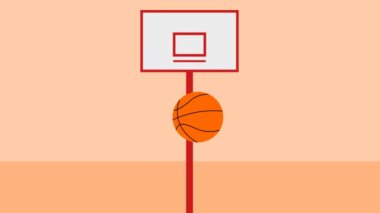 Basketbol potası ve topunun bir renk ve yeşil arka planda animasyonu - animasyon