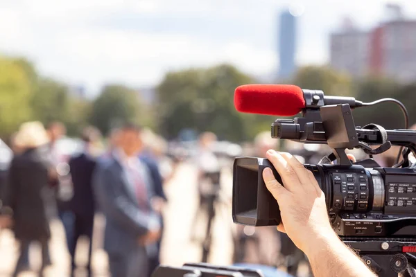 Filma Media Eller Pressevenemang Med Videokamera — Stockfoto