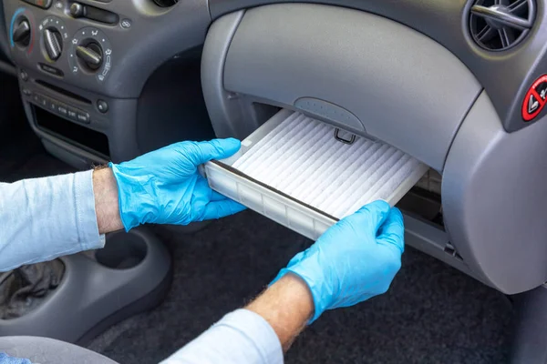 Replacing Cabin Pollen Air Filter Vehicle — Stock Photo, Image