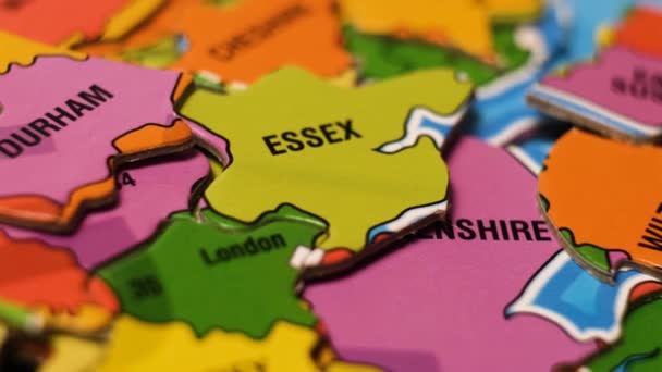 United Kingdom Map Puzzle Blocks English Cities Close Video Background — Αρχείο Βίντεο