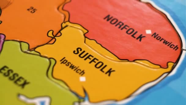 Egyesült Királyság Map Puzzle Blocks English Cities London Norwich Ipswich — Stock videók