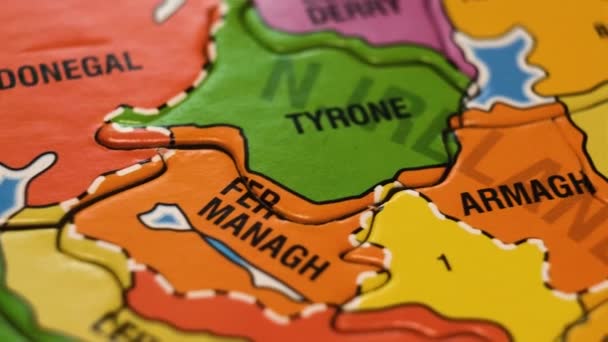 Irlanda Escócia Mapa Puzzle Com Cidades Belfast Tyrone Carlisle Close — Vídeo de Stock