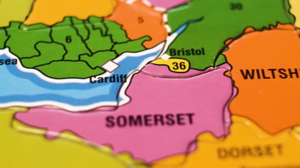 Großbritannien Puzzle Karte Mit Englischen Städten London Cardiff Oxford Bristol — Stockvideo