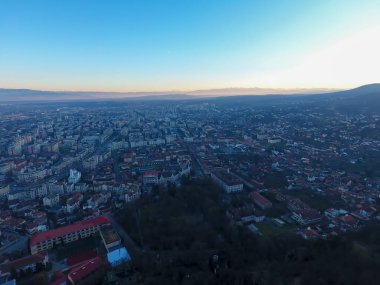 Deva şehir merkezi, Romanya, hava manzaralı