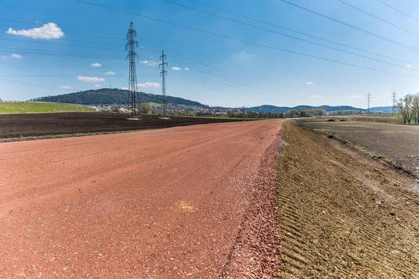 Sitio Construcción Nueva Carretera República Checa Cerca Del Pueblo Cebin —  Fotos de Stock
