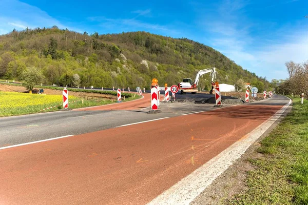 Bagr Construcción Una Nueva Carretera República Checa Trabajos Construcción Reconstrucción —  Fotos de Stock