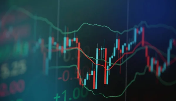 Börsenhandel Analyse Investment Financial Auf Dem Display Börsendiagramm Finanzielle Auswirkungen — Stockfoto