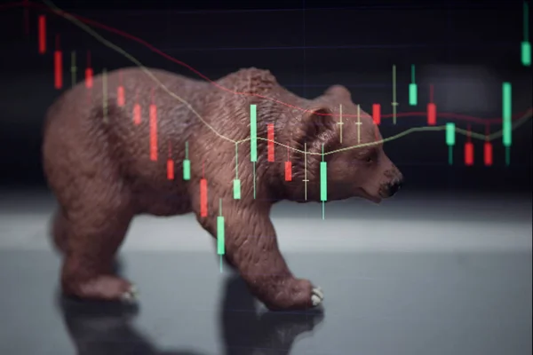 Bull Bear Έννοια Της Αγοράς Διάγραμμα Μετοχών Ψηφιακή Κρίση Κόκκινο — Φωτογραφία Αρχείου