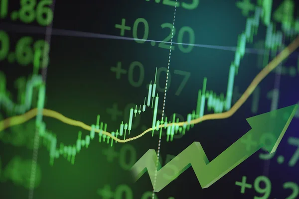 Tőzsdei Grafikon Kereskedési Elemzés Befektetés Pénzügyi Tőzsdén Pénzügyi Vagy Forex — Stock Fotó