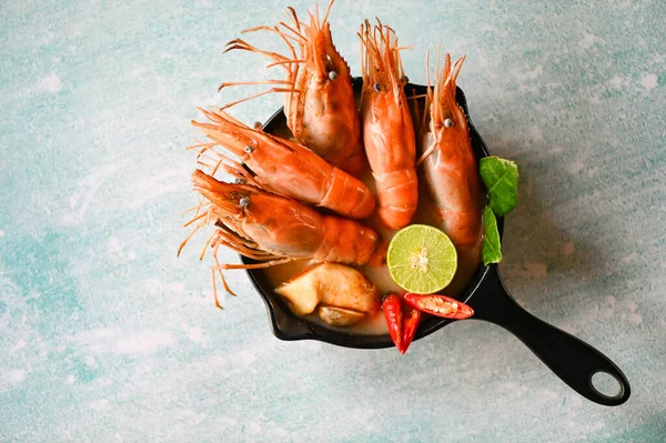 Thai Food Tom Yum Kung Hot Sour Spicy Shrimps Prawns — Stock Photo, Image