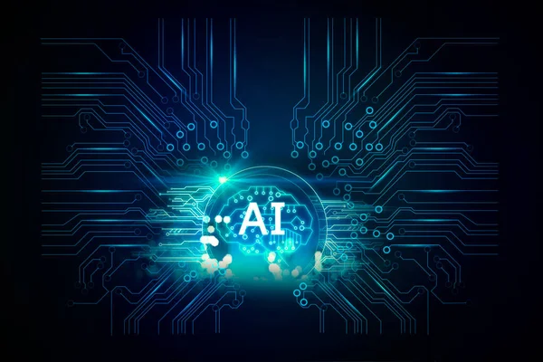 人間はAi脳知能Ai技術を開発デジタルグラフィックデザインエレクトロニクスロボット科学と人工知能技術革新と未来のAi機械学習 — ストック写真