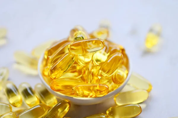 Fish Oil Capsules Omega Vitamin Cod Liver Oil Omega Gel — Stock Photo, Image
