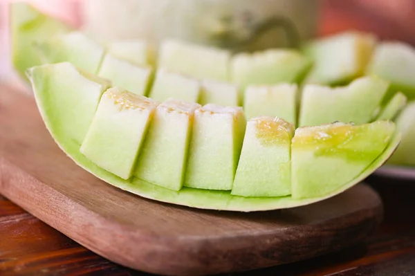 Cantaloup Thaï Tranche Fruits Pour Santé Vert Cantaloup Thailand Melon — Photo