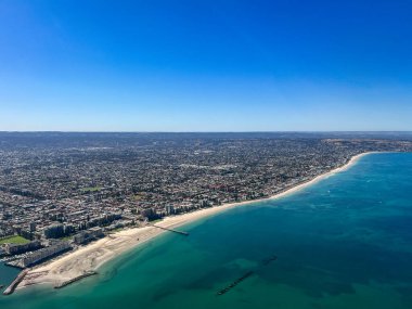 Adelaide 'in hava görüntüsü, Güney Avustralya bir uçağın penceresinden dışarı. Yüksek kalite fotoğraf