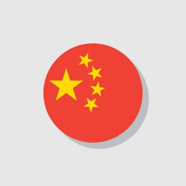 Çin bayrağı düz simge, vektör işareti, beyaza izole edilmiş renkli resim. Sembol, logo çizimi. Düz biçim tasarımı