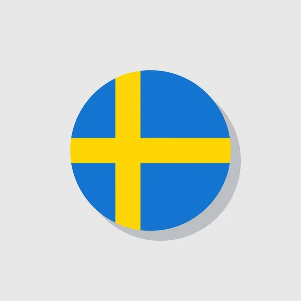 Bandiera Della Svezia Icona Piatta Segno Vettoriale Pittogramma Colorato Isolato — Vettoriale Stock