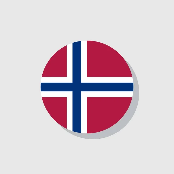 Норвезький Прапор Пласка Ікона Векторний Знак Кольорова Піктограма Ізольована Білому — стоковий вектор