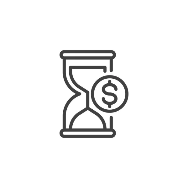 投资期限线图标 砂时钟和货币线性风格标志为移动概念和网页设计 投资测量概要矢量图标 标识插图 矢量图形 — 图库矢量图片
