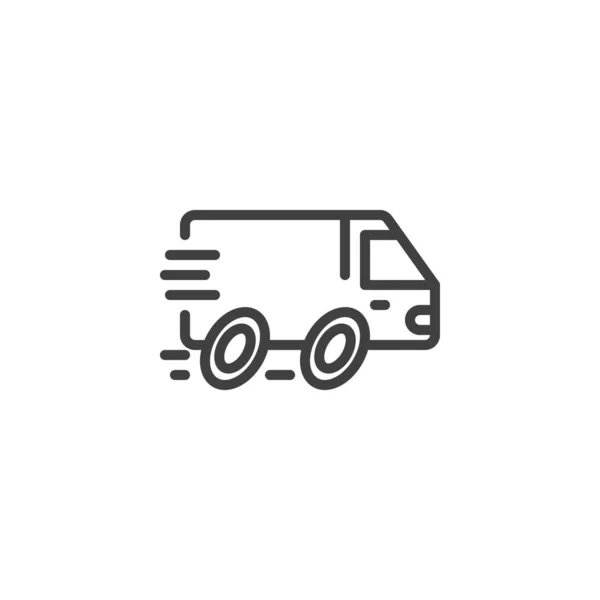エクスプレス配送サービスラインアイコン モバイルコンセプトとウェブデザインのためのリニアスタイルのサイン 高速配送トラックアウトラインベクトルアイコン シンボル ロゴイラスト ベクトルグラフィックス — ストックベクタ