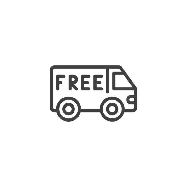 免费航运公司图标 移动概念和网页设计的线性风格标志 免费送货卡车轮廓矢量图标 标识插图 矢量图形 — 图库矢量图片
