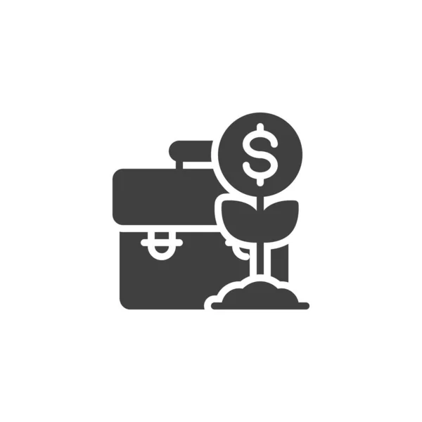 비즈니스 투자의 아이콘 모바일 디자인을 사인을 놓았습니다 Briefcase Money Tree — 스톡 벡터