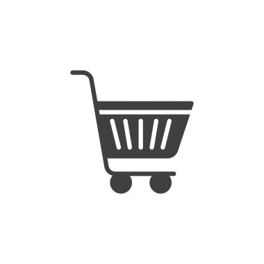 Alışveriş arabası vektör ikonu. Mobil konsept ve web tasarımı için düz tabela. Tramvay simgesi alışverişi. Sembol, logo çizimi. Vektör grafikleri