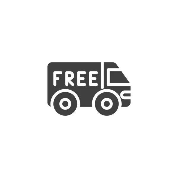 免费航运矢量图标 填写了移动概念和网页设计的平面标志 免费送货卡车标志 标识插图 矢量图形 — 图库矢量图片