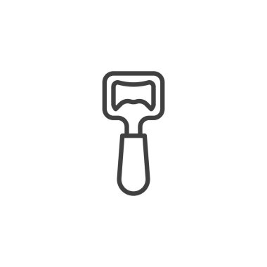 Şişe açacağı simgesi. Mobil konsept ve web tasarımı için doğrusal biçim işareti. Bira açıcı ana hat vektör simgesi. Sembol, logo çizimi. Vektör grafikleri