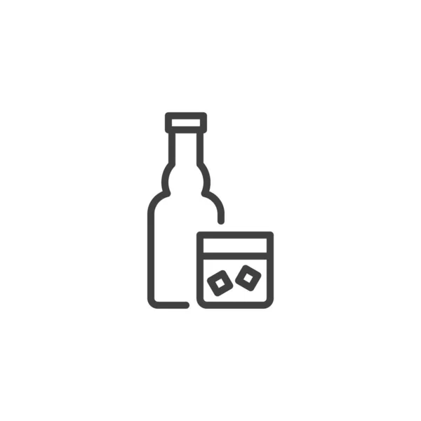 Butelka Whisky Szklana Ikona Liniowy Znak Stylu Dla Mobilnej Koncepcji — Wektor stockowy